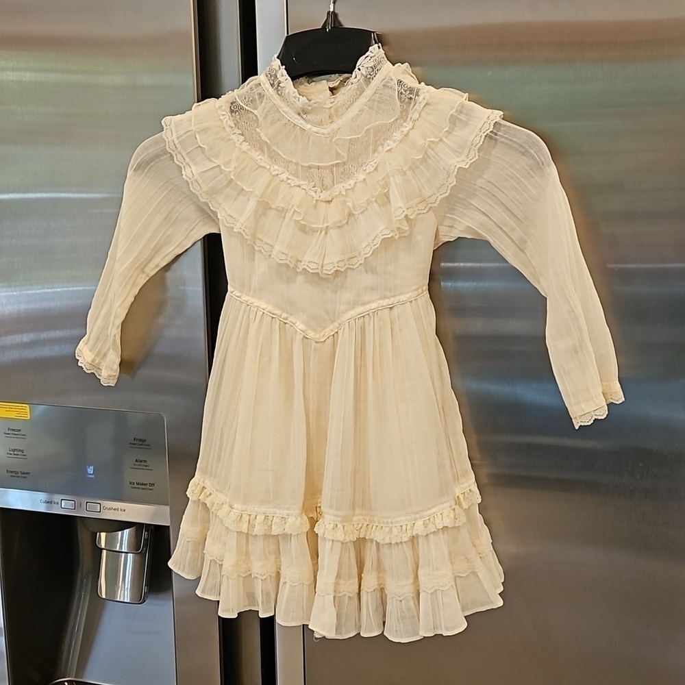 💕GUNNE SAX by JESSICA MCCLINTOCK💕 Vintage Formal Lace Trim Dress ~ Off White 5